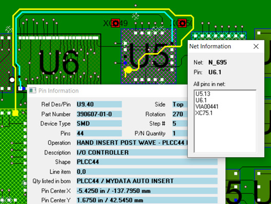 technician troubleshoot find shorts between traces debug and repair PCB schematic hyper-linked to PCB assembly find pins nets netnames part number fast pc board inspection technician troubleshoot find shorts between traces debug and repair PCB schematic hyper-linked to PCB assembly find pins nets netnames part number fast pc board inspection